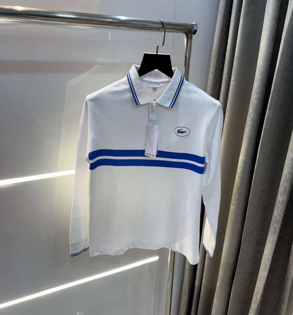 Lacost e White Premium Classic Full Sleeves Polo T-Shirt