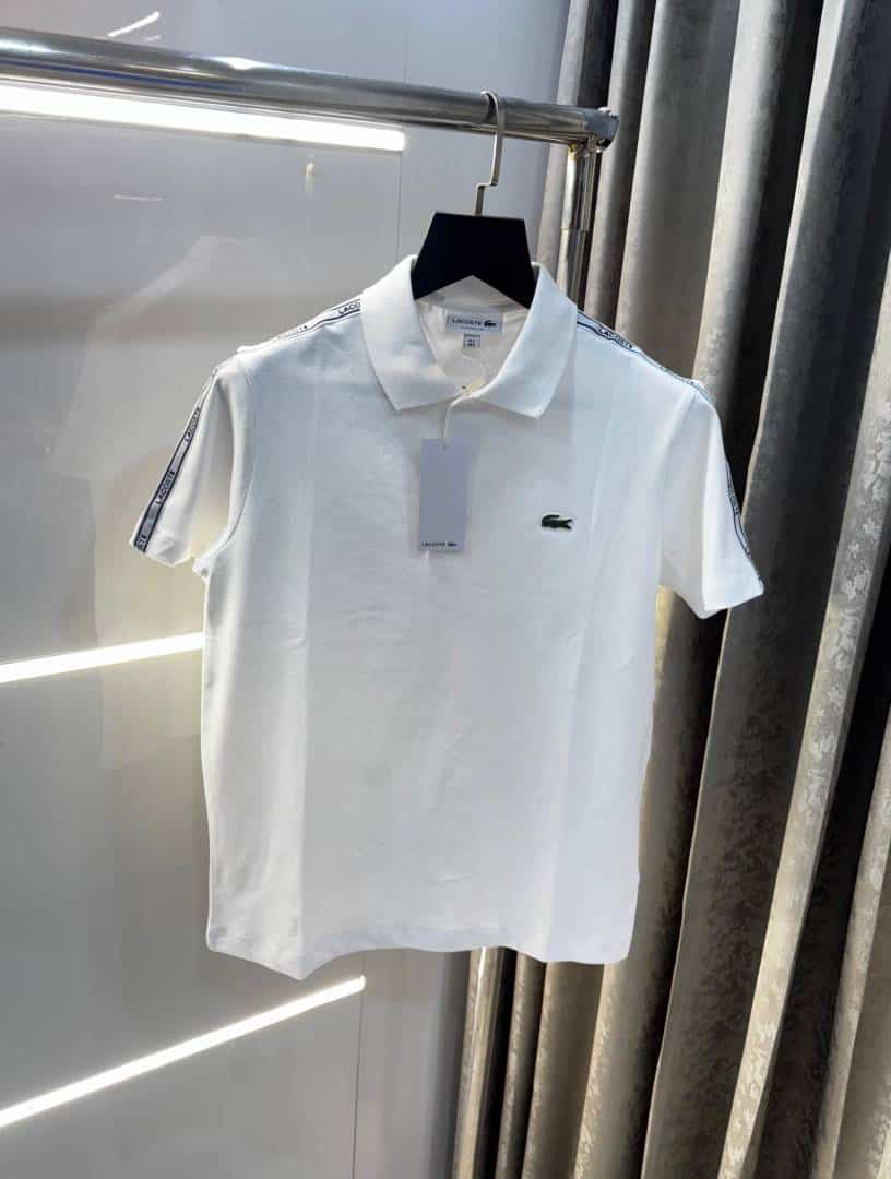 Lacost e White Shoulder Logo Premium Polo T-Shirt