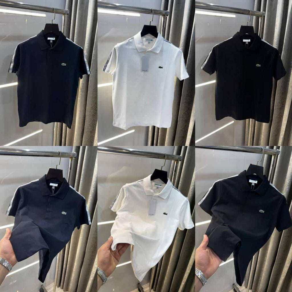 Lacost e Black Shoulder Logo Premium Polo T-Shirt