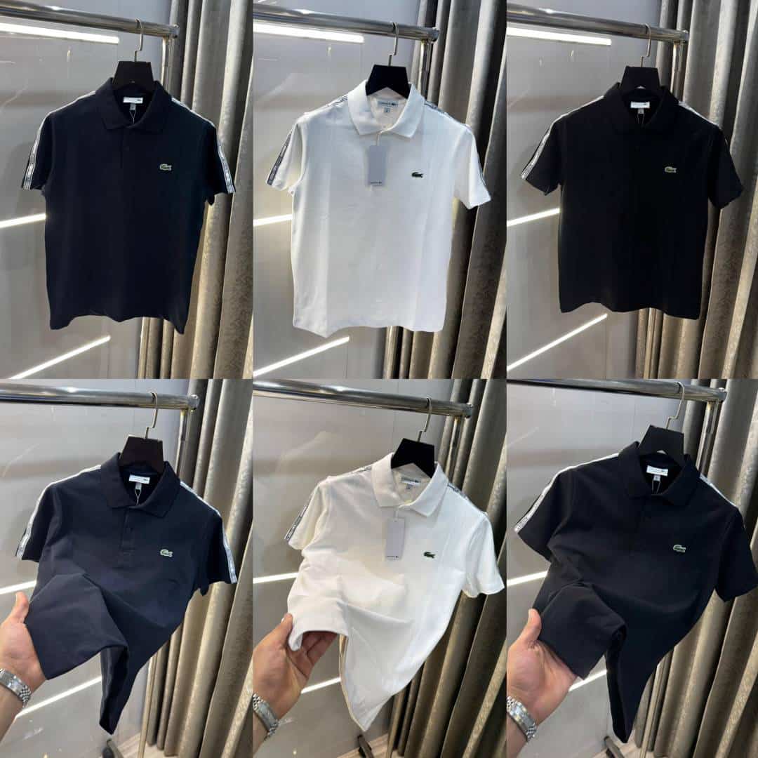 Lacost e Black Shoulder Logo Premium Polo T-Shirt