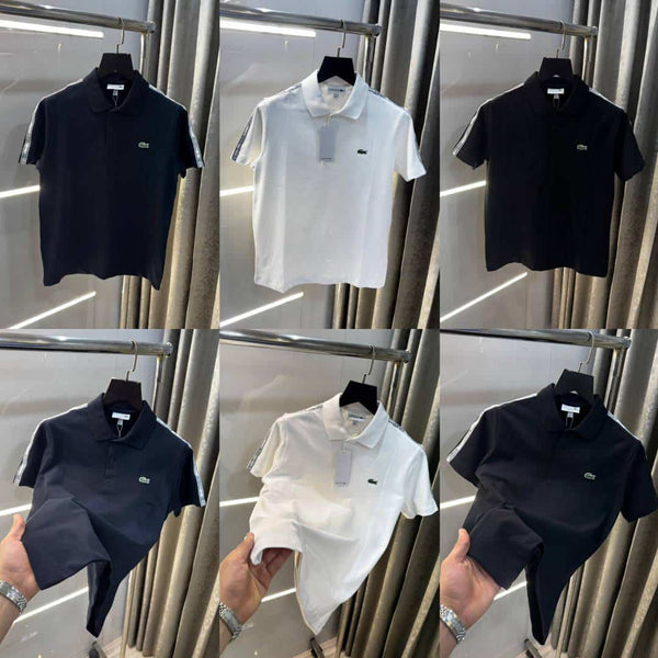 Lacost e Black Shoulder Logo Premium Polo T-Shirt