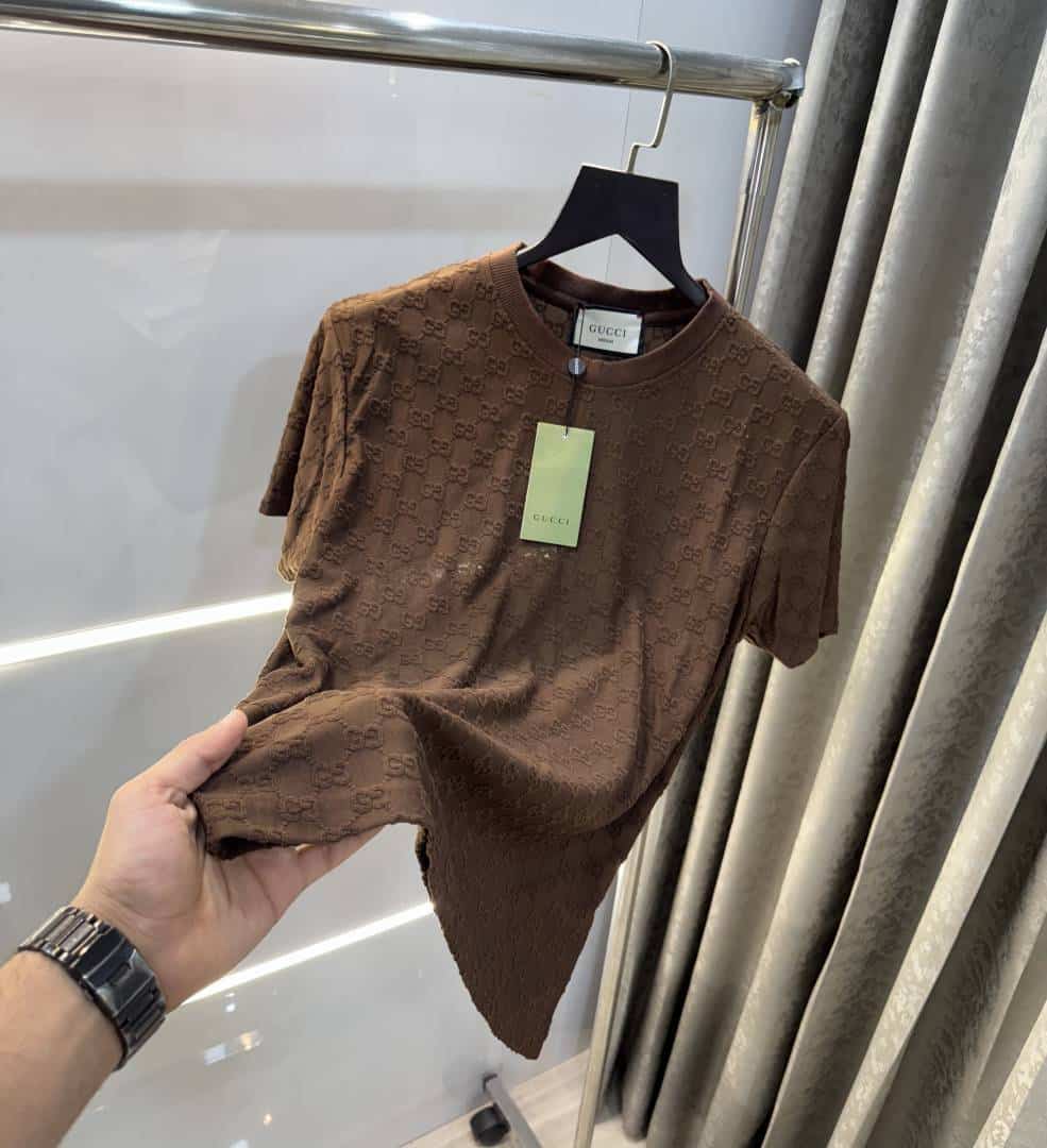 Gucc i Brown EmBO-s$ed MonogR..4M Imported T-Shirt