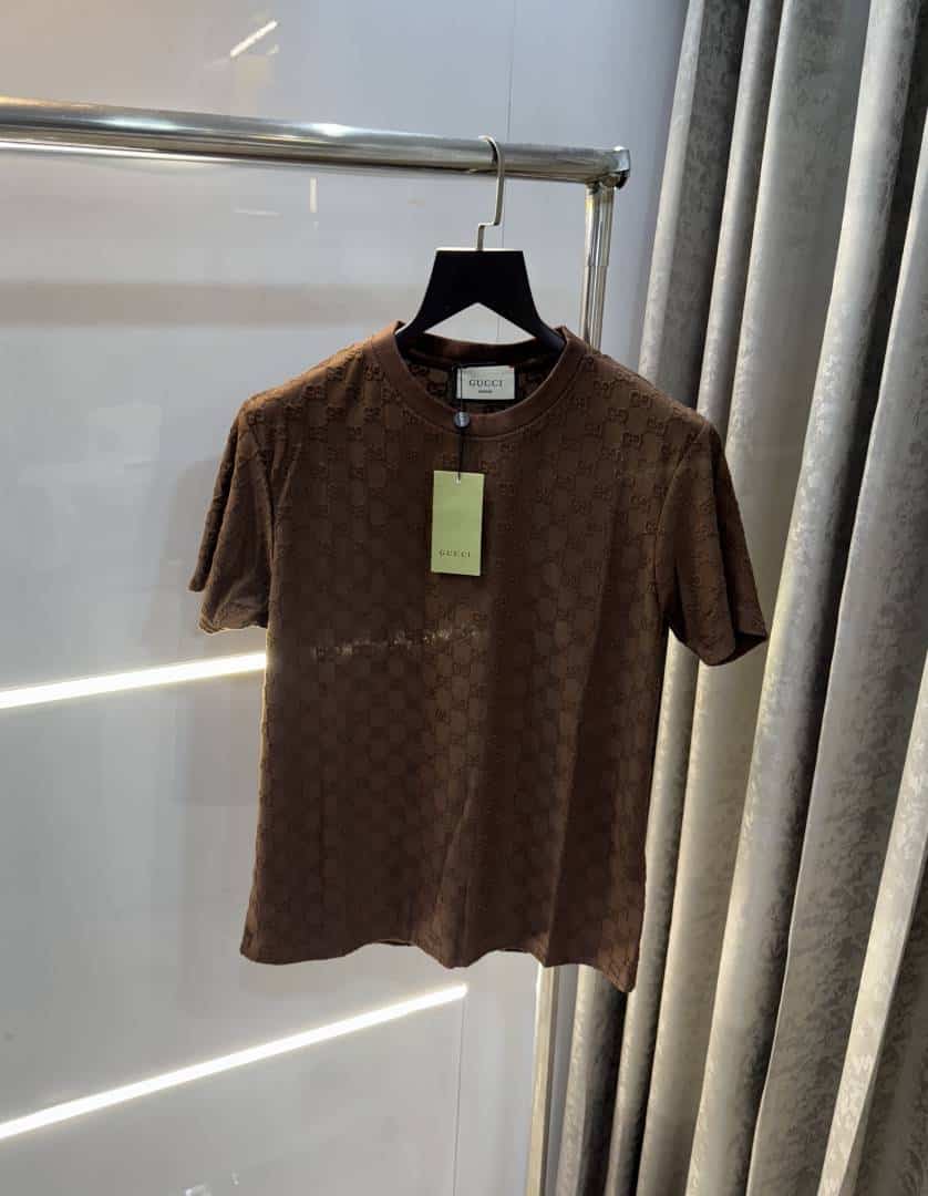 Gucc i Brown EmBO-s$ed MonogR..4M Imported T-Shirt