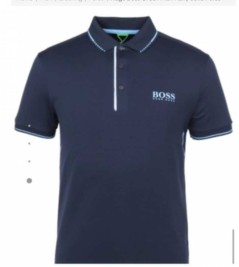 HUgo Bo$S Navy Blue Logo Print Premium Polo T-Shirt