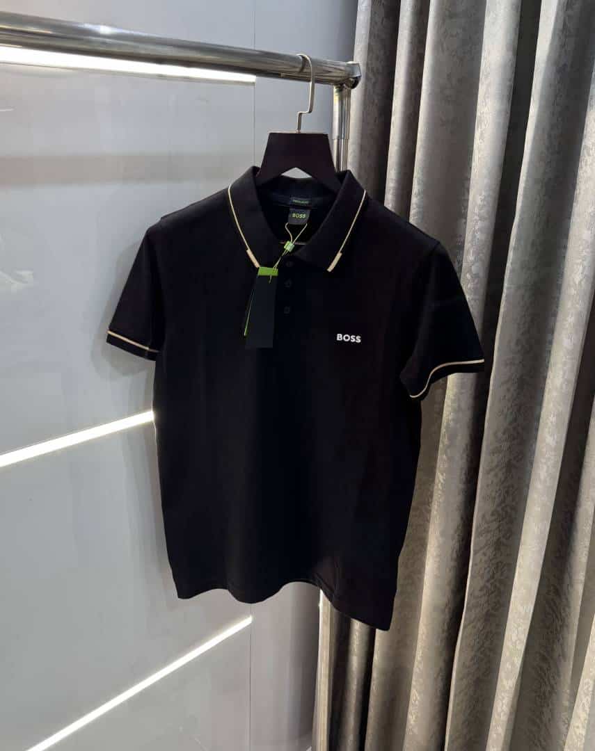 hug0 B0..5S  Black Logo Print Premium Polo T-Shirt Secondary image