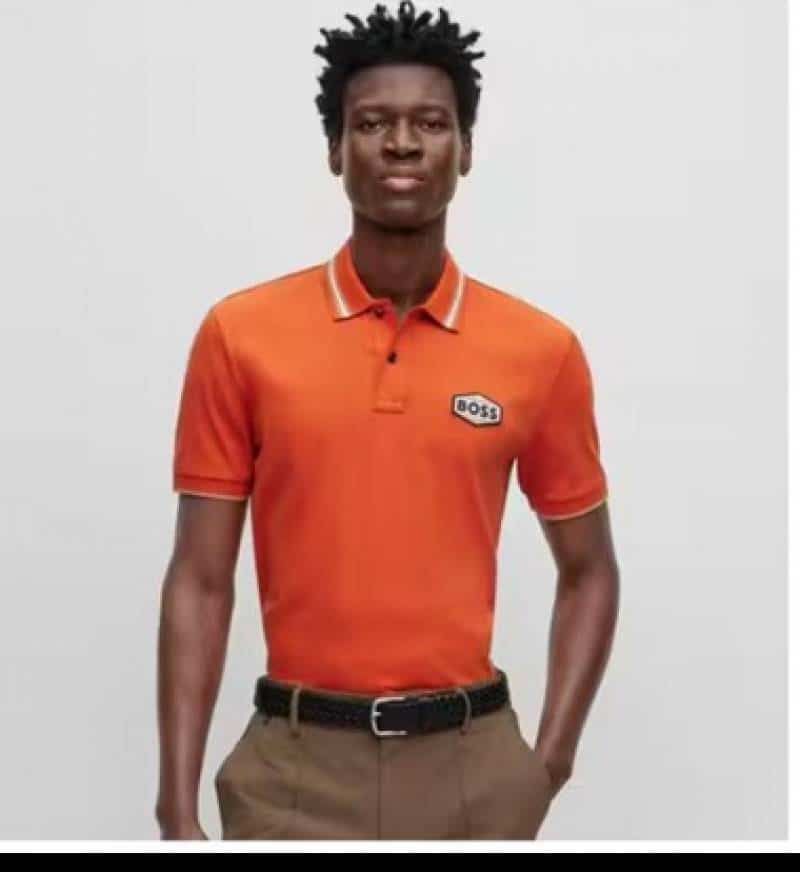 HUGO BO·Ss Orange Logo Print Premium Polo T-Shirt
