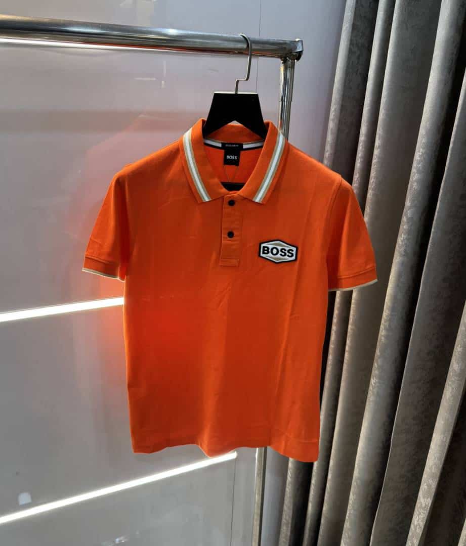 HUGO BO·Ss Orange Logo Print Premium Polo T-Shirt