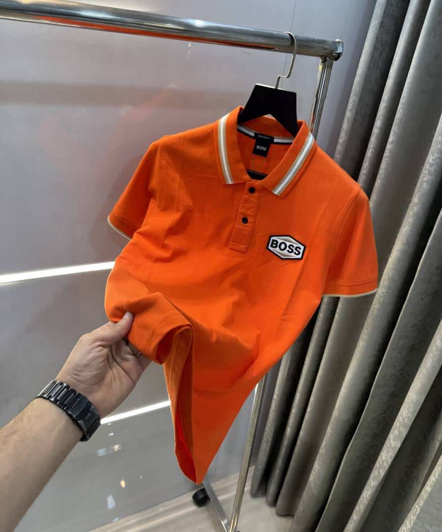 HUGO BO·Ss Orange Logo Print Premium Polo T-Shirt