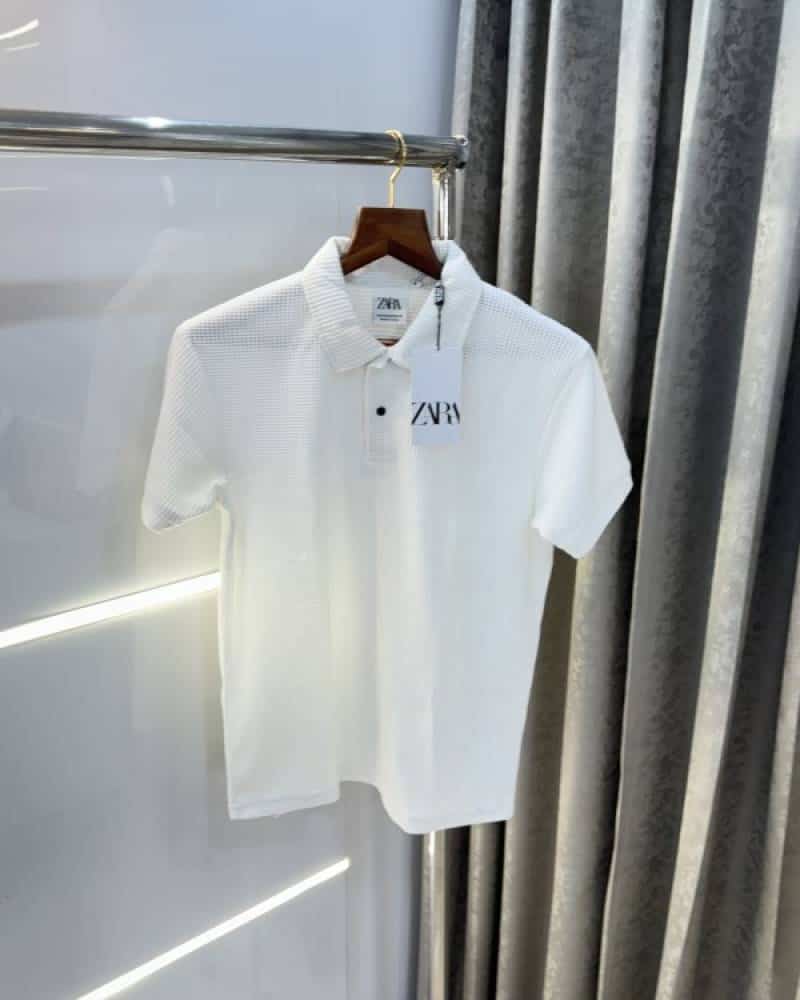 Zar a White Premium Knitted Classic Polo T-Shirt With Box Packing Secondary image
