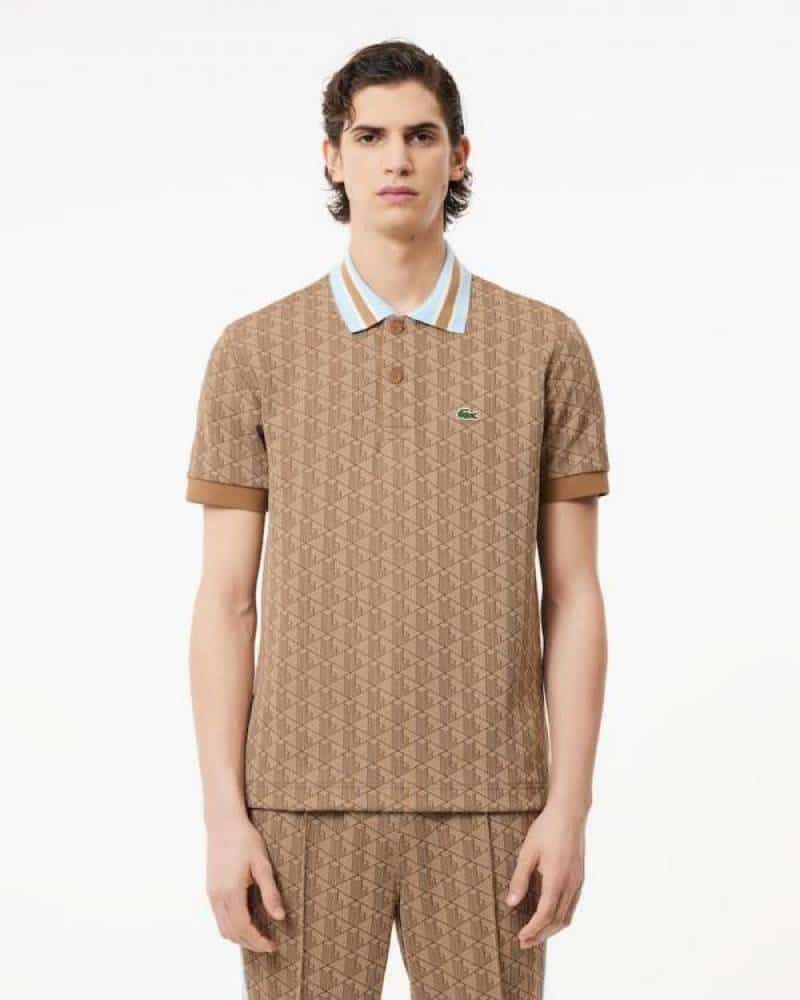 Lacost e Beige Embroidery Logo Premium Polo T-Shirt Main image