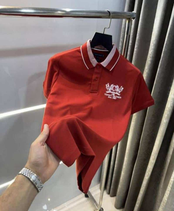 Tomm y Hilfiger Rust Embroidery Work Premium Polo T-Shirt