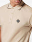 Philip Plein Beige Metal Logo Imported Polo T-Shirt