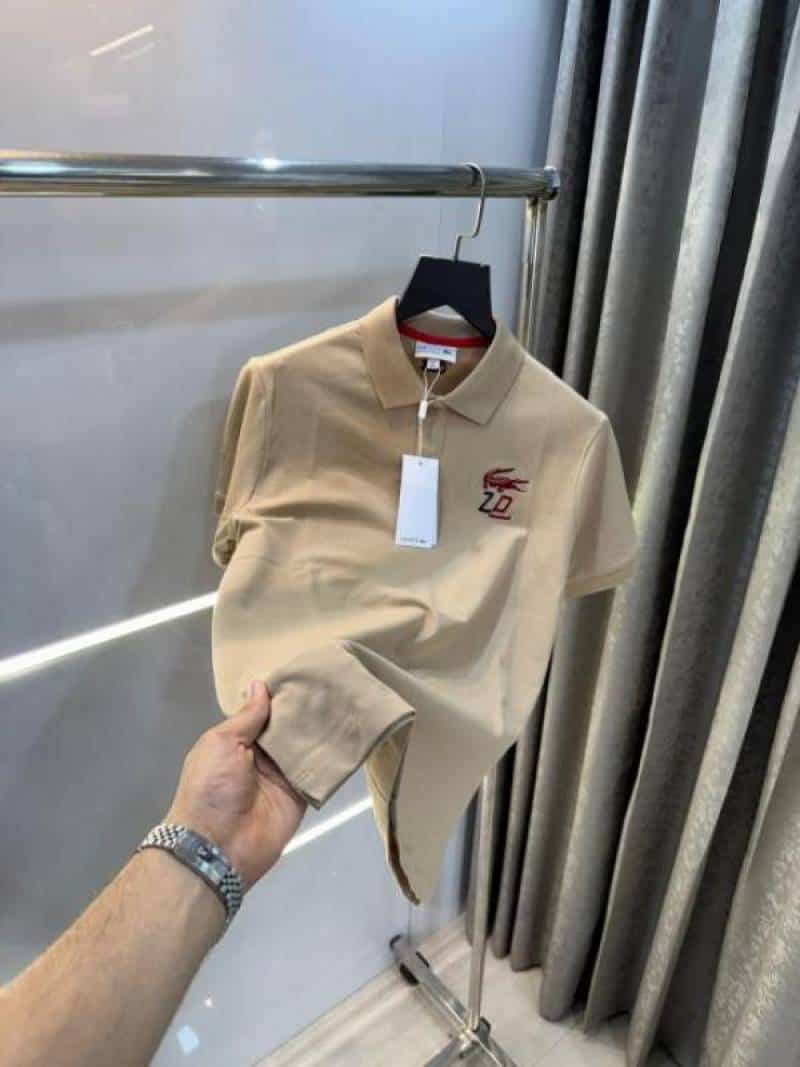 Lacost e Beige Embroidery Logo Premium Polo T-Shirt Secondary image