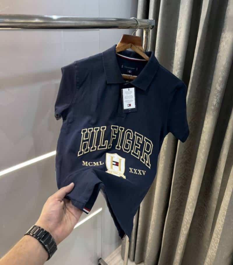 Tommy Hilfige r Navy Blue Embroidery Work Premium Polo T-Shirt