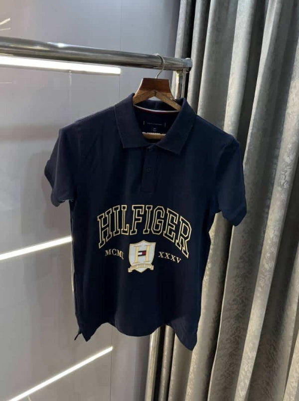 Tommy Hilfige r Navy Blue Embroidery Work Premium Polo T-Shirt