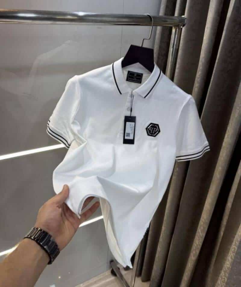 Philip Plein White Metal Logo Imported Polo T-Shirt Main image