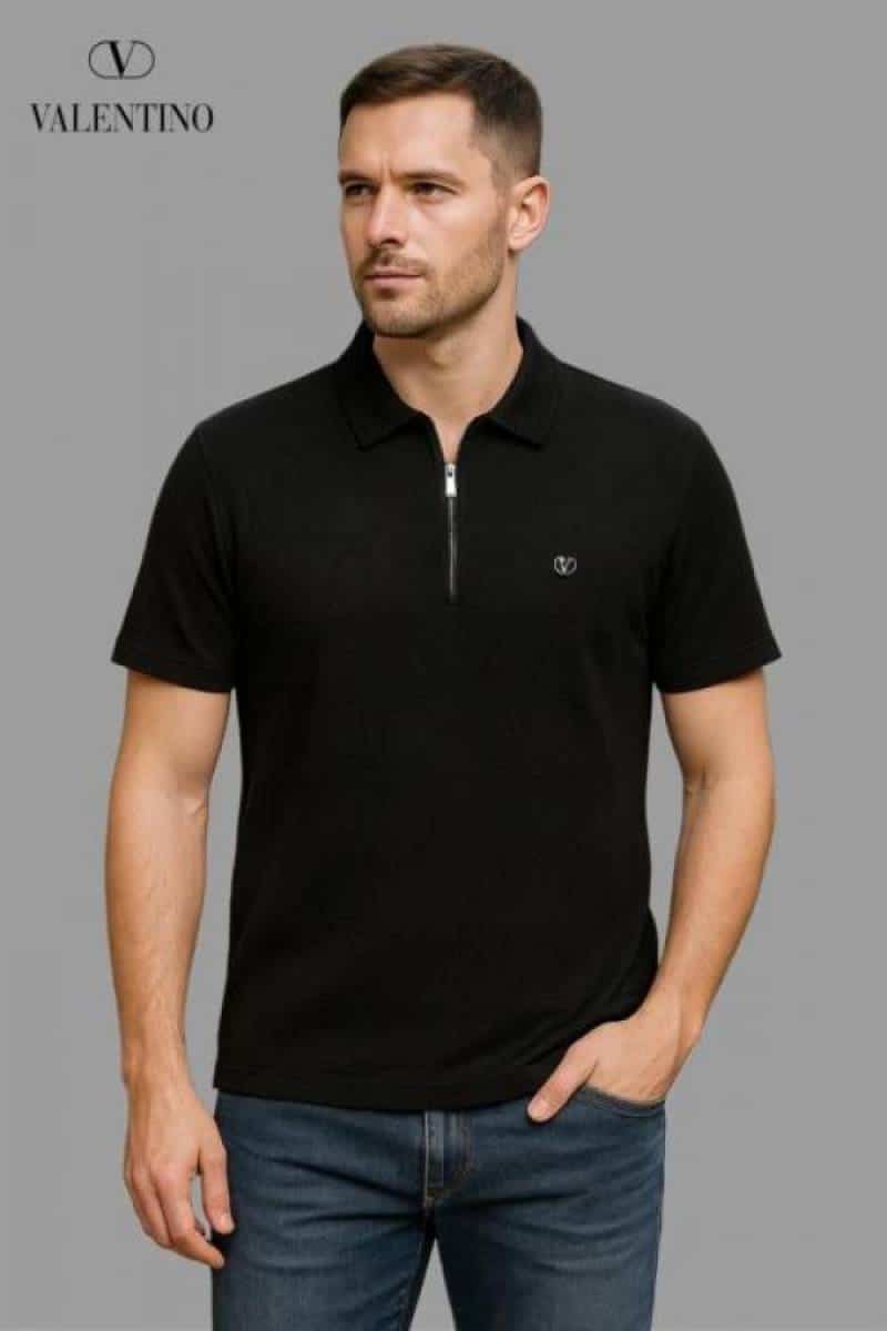 Valentin o Black Monogram Imported LuXury Polo T-Shirt Main image