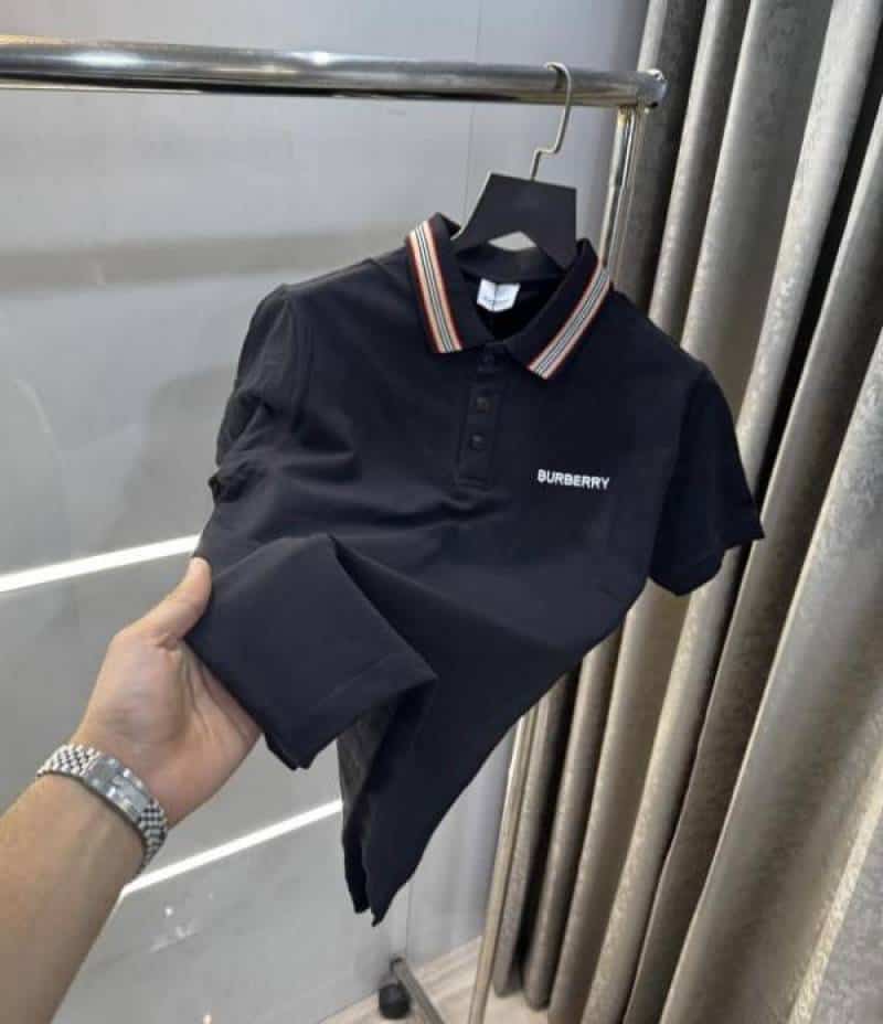 Burberr y Black Embroidery Logo Premium Polo T-Shirt