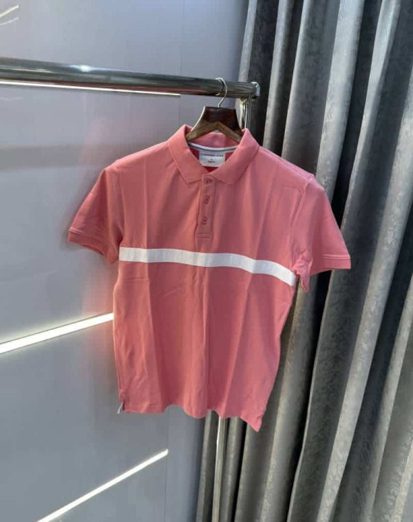 Calvin  Klein  Pink Logo Print Premium Polo T-Shirt
