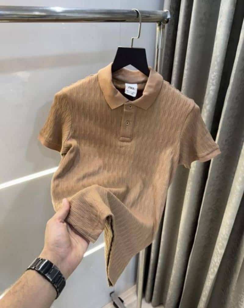 Zar a Beige Knitted Premium Classic Polo T-Shirt Main image