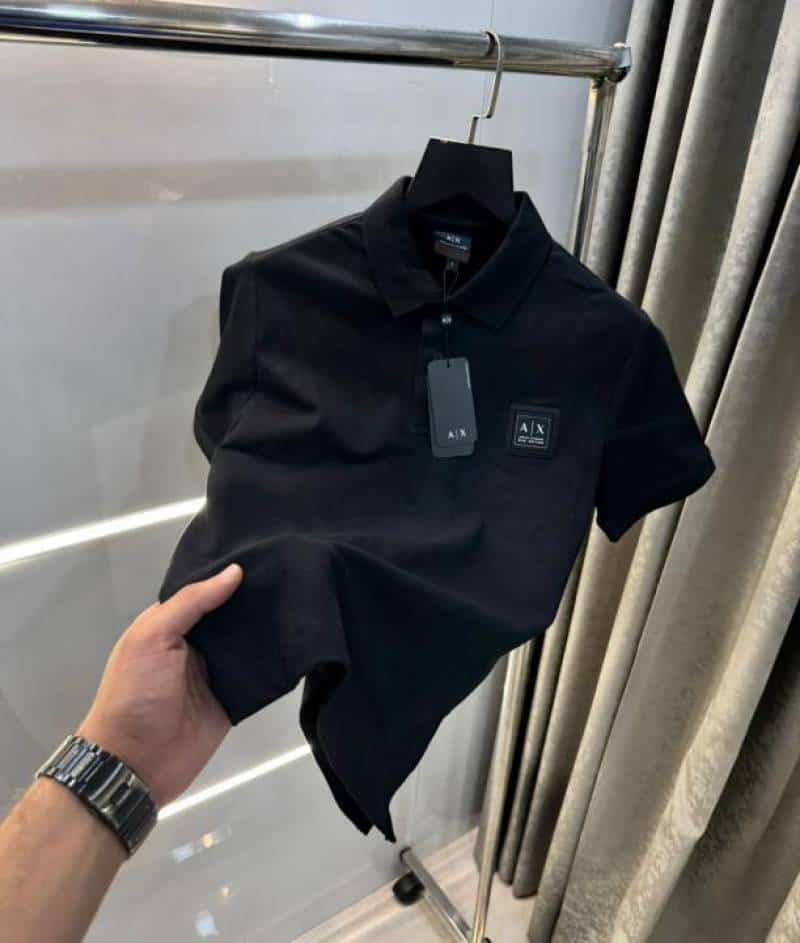 Arman i E..Xchange Black Patch Logo Imported Polo T-Shirt