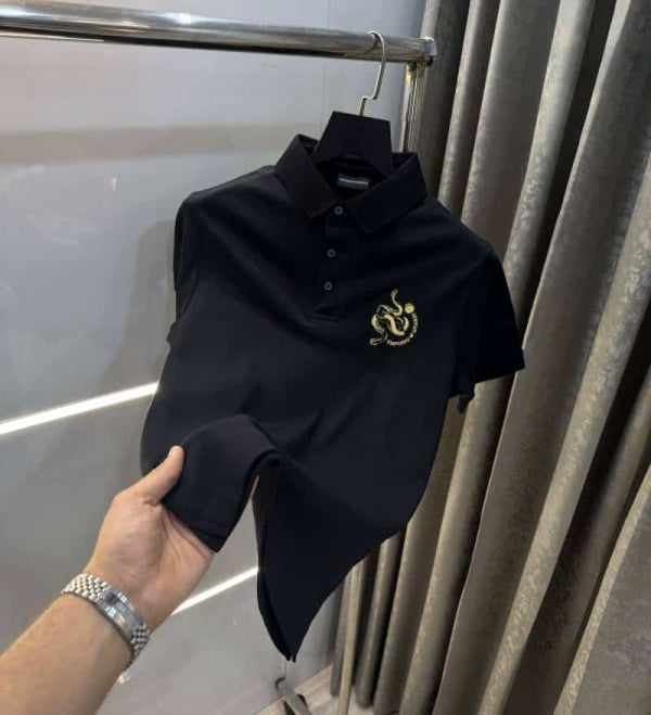 Emporio Arman i Black Embroidery Logo Imported Polo T-Shirt