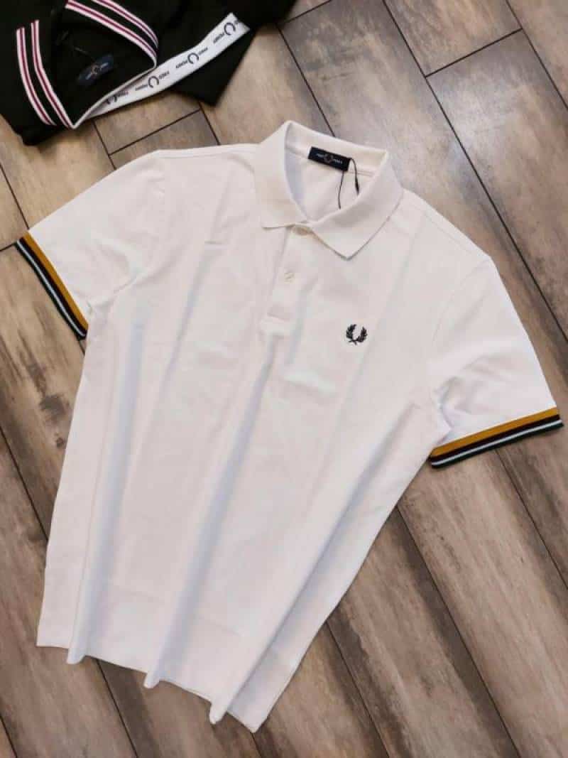 Fred Perry White Embroidery Work Premium Polo T-Shirt Secondary image
