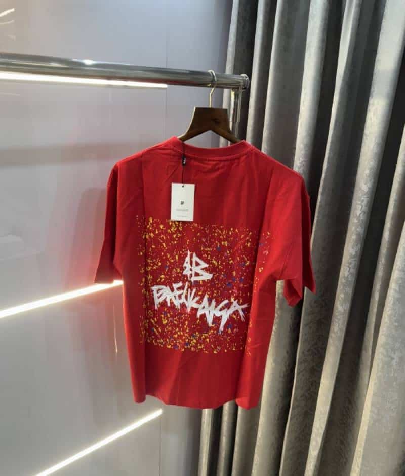 Balenciaga Red Back Print Designer Imported Oversized T-Shirt