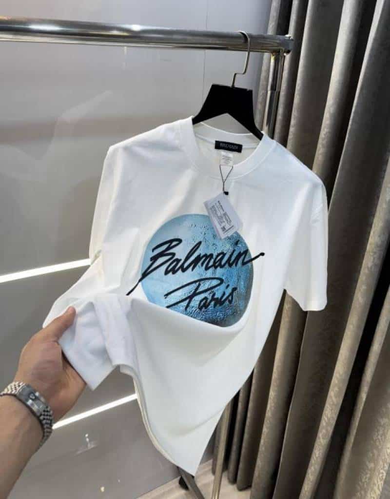 Balmai n Paris White Logo Print Imported Oversized T-Shirt Main image
