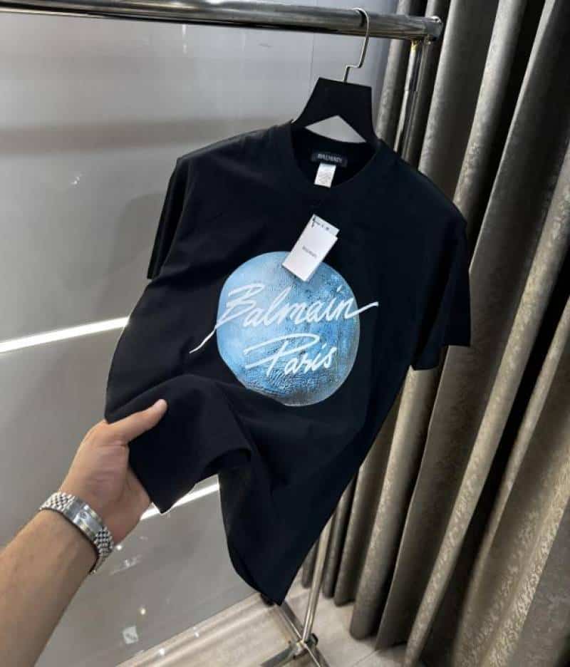 Balmai n Paris Black Logo Print Imported Oversized T-Shirt Main image