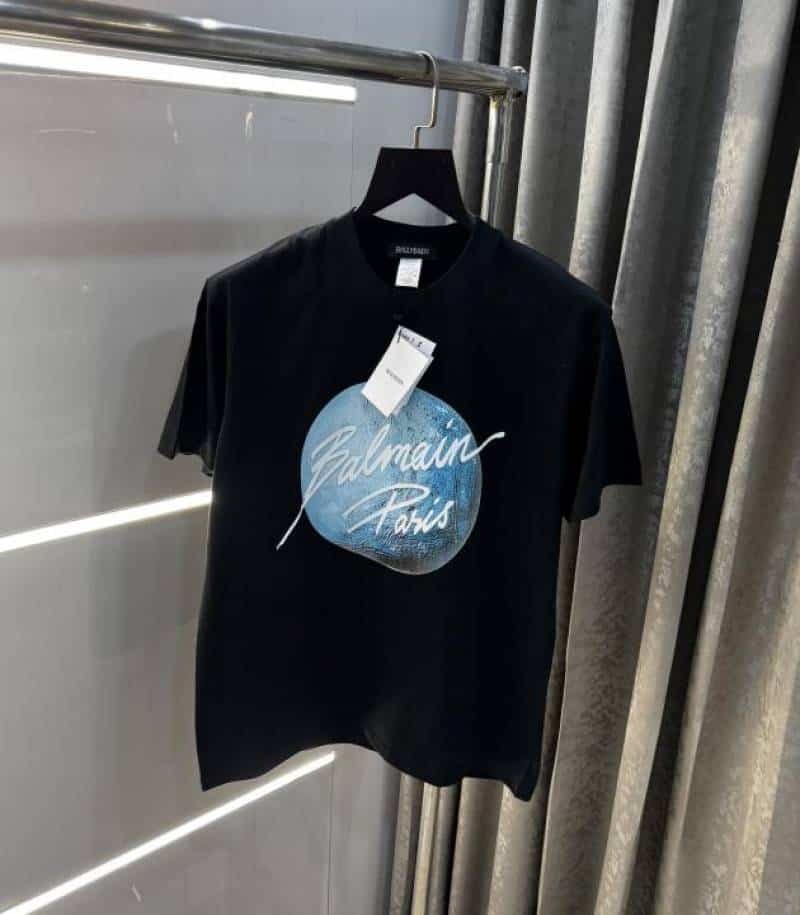 Balmai n Paris Black Logo Print Imported Oversized T-Shirt Secondary image