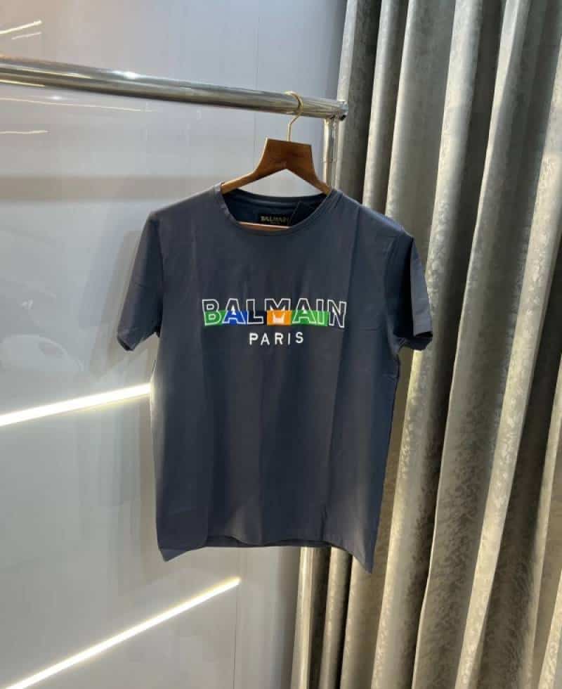 Balmai n Paris Grey Embroidery Logo Premium T-Shirt Main image