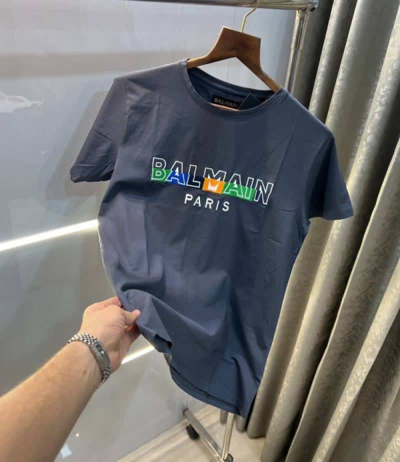 Balmai n Paris Grey Embroidery Logo Premium T-Shirt
