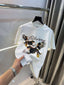 Bluoran g White Eagle Print Imported Oversized T-Shirt