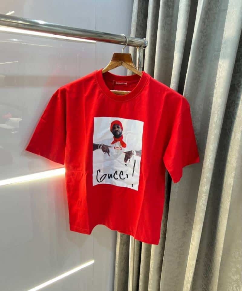 Supreme Red Logo Print Imported Oversized T-Shirt Secondary image