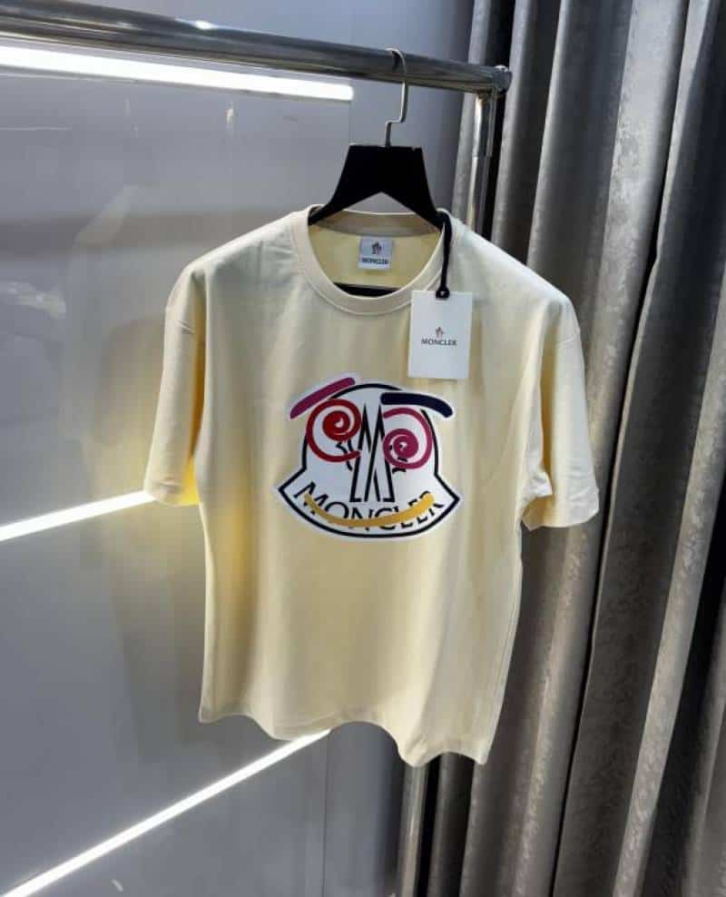 Moncle r Cream Logo Print Imported Oversized T-Shirt