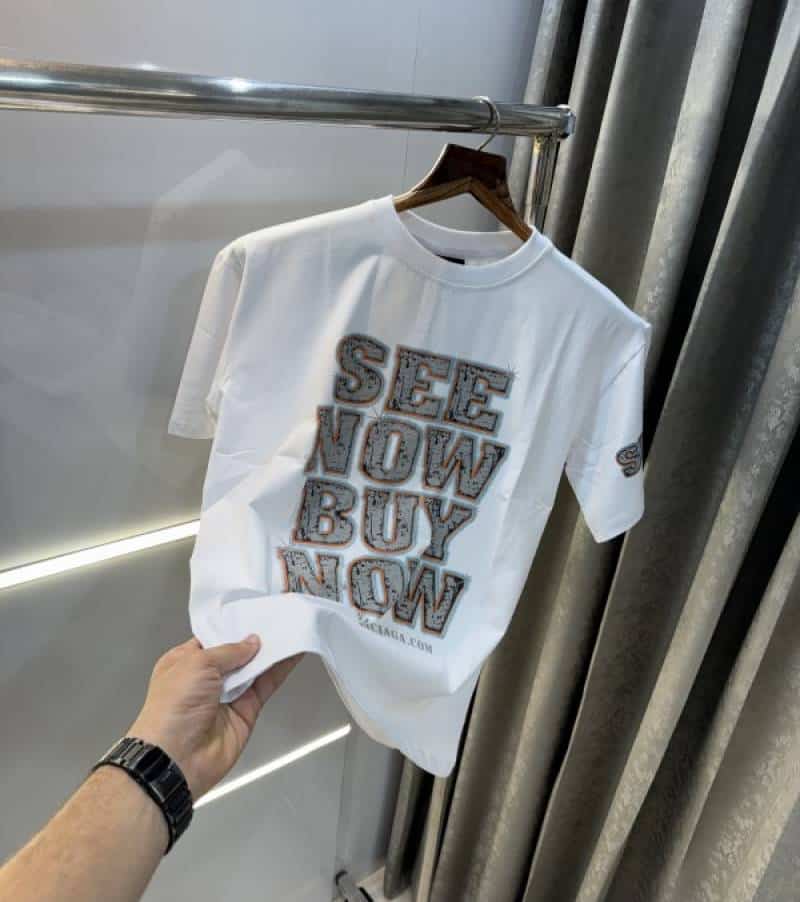 Balenciag a White logo Print Premium T-shirt