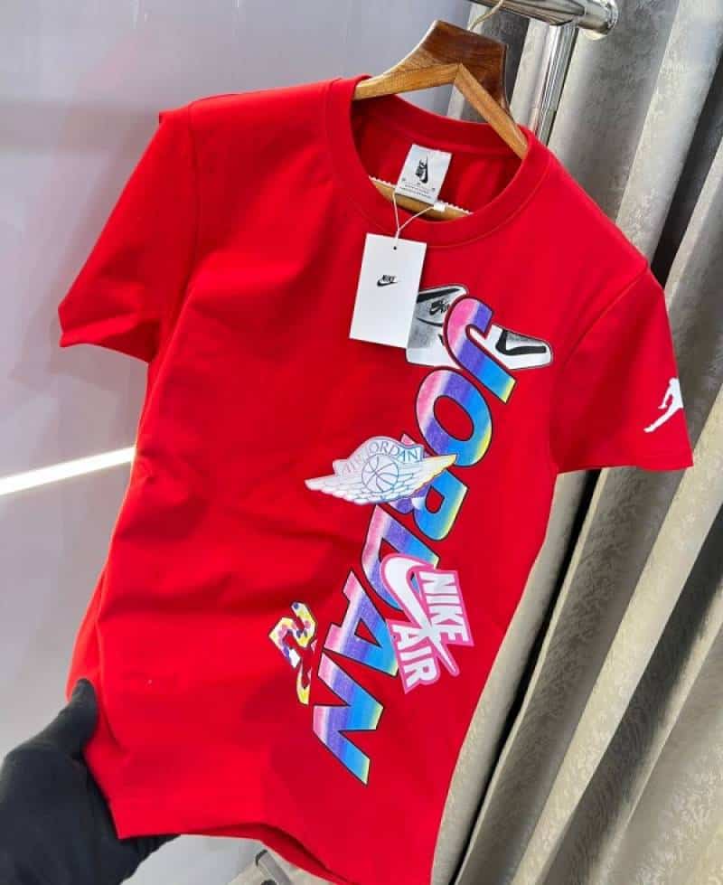 Nik e Jordan sneaker print red printed premium t-shirt Secondary image