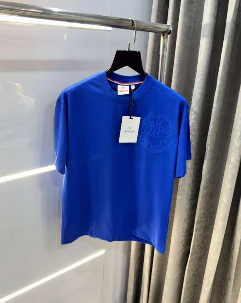 Moncler Blue Embroidery Logo Imported Oversized T-Shirt