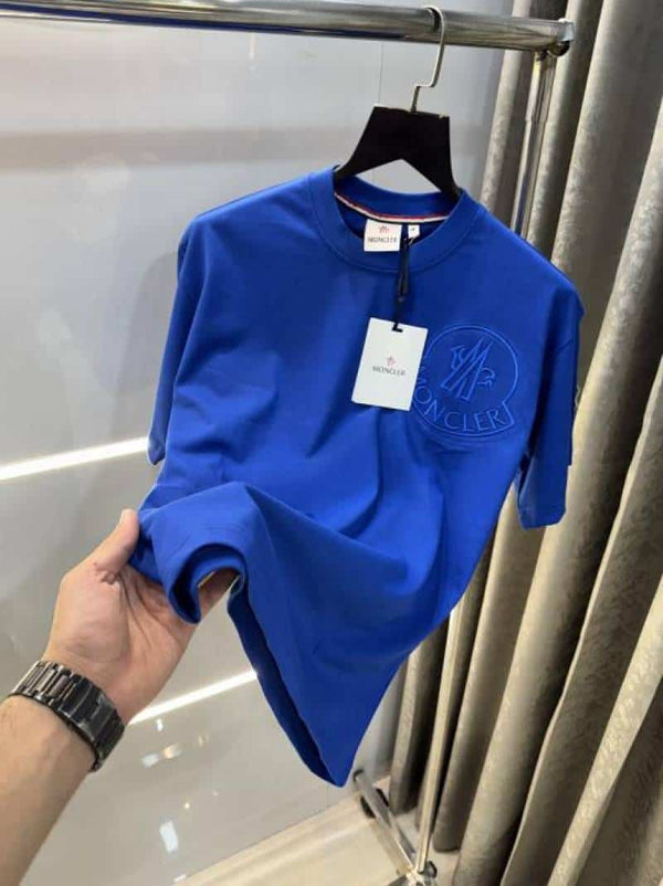 Moncler Blue Embroidery Logo Imported Oversized T-Shirt