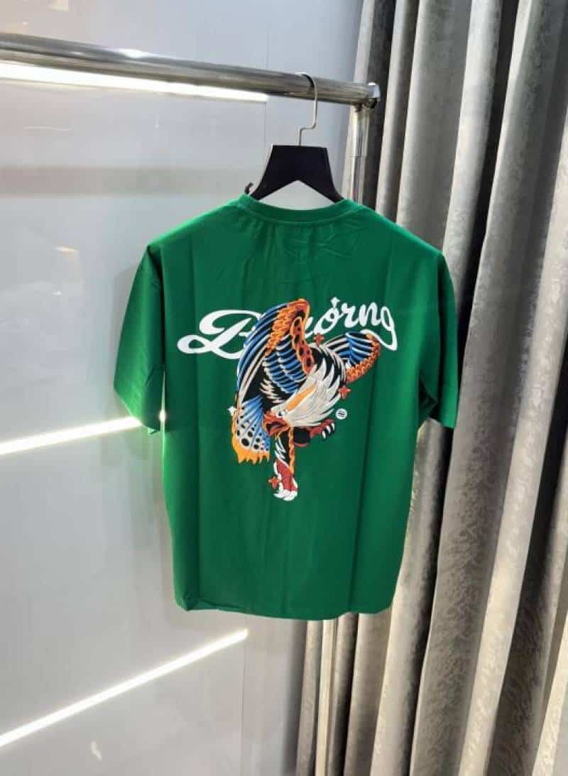 Bluoran g Green Embossed Print Imported Oversized T-Shirt Main image