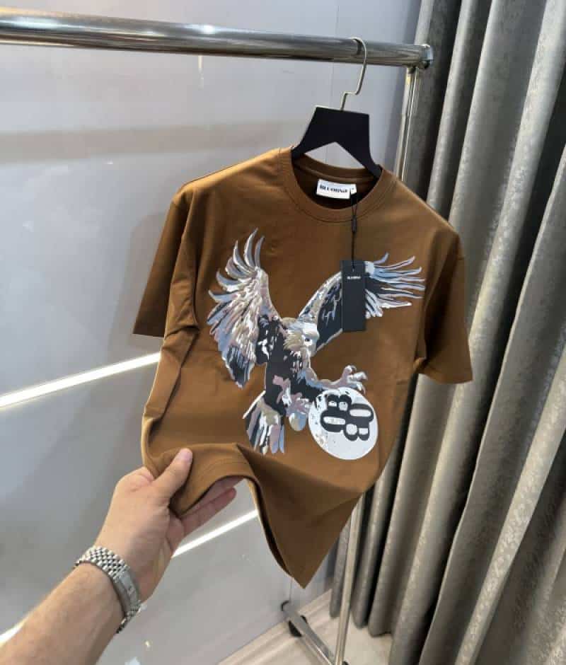 Bluoran g Brown Eagle Print Imported Oversized T-Shirt
