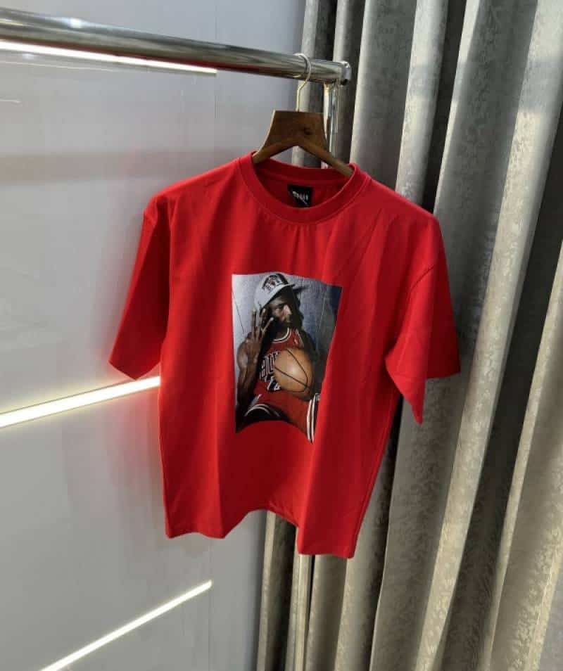 Air Jordan Red Printed Imported Oversized T-Shirt Secondary image