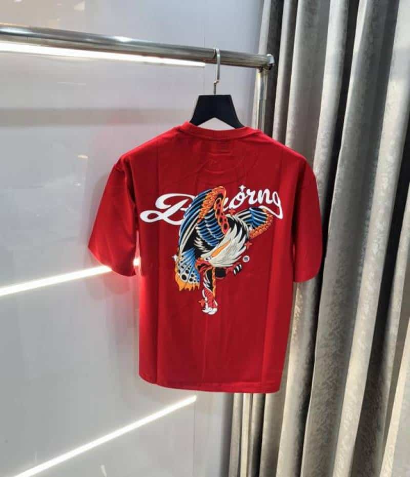 Bluoranb g Red EmbO$sed Print Imported Oversized T-Shirt Main image
