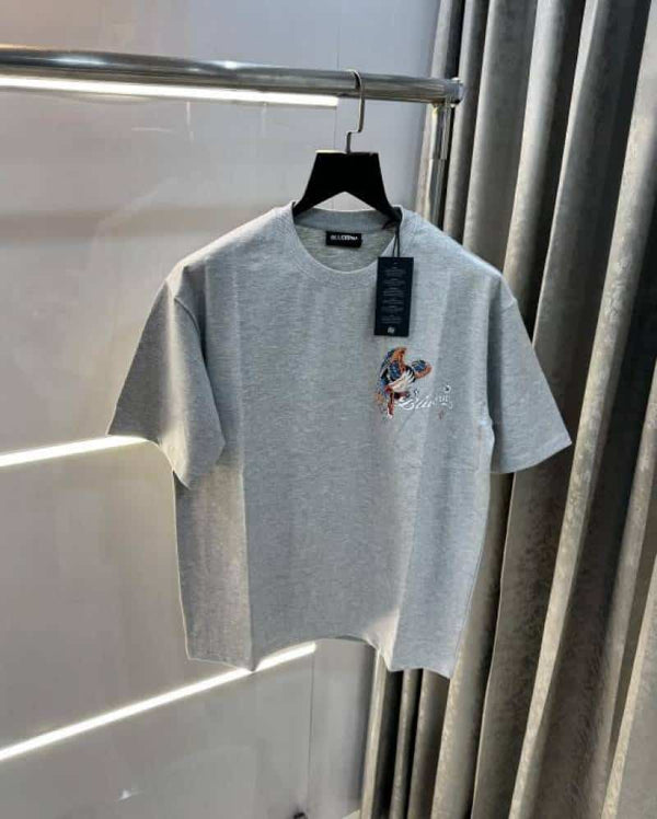 Bluorn g Grey Eagle Embo..ssed Print Imported Oversized T-Shirt