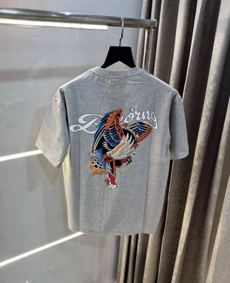 Bluorn g Grey Eagle Embo..ssed Print Imported Oversized T-Shirt Secondary image