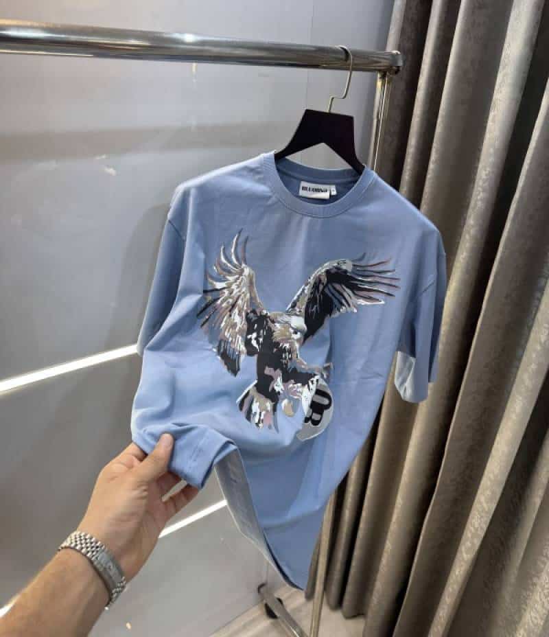 Bluoran g Sky Blue Eagle Print Imported Oversized T-Shirt Secondary image