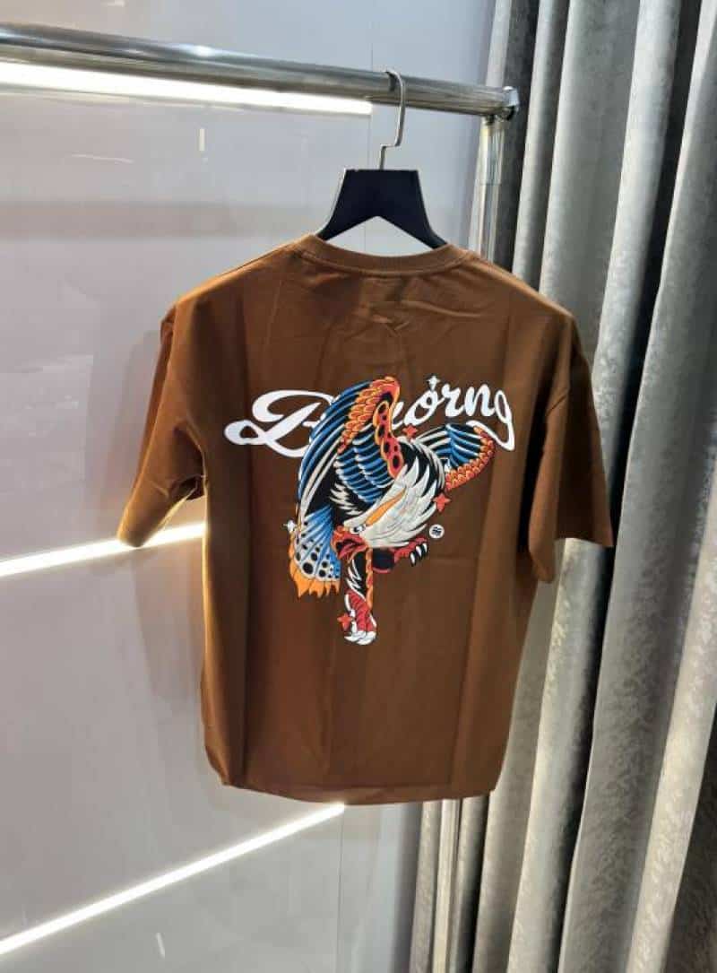 Bluoran g Brown Embossed Print Imported Oversized T-Shirt