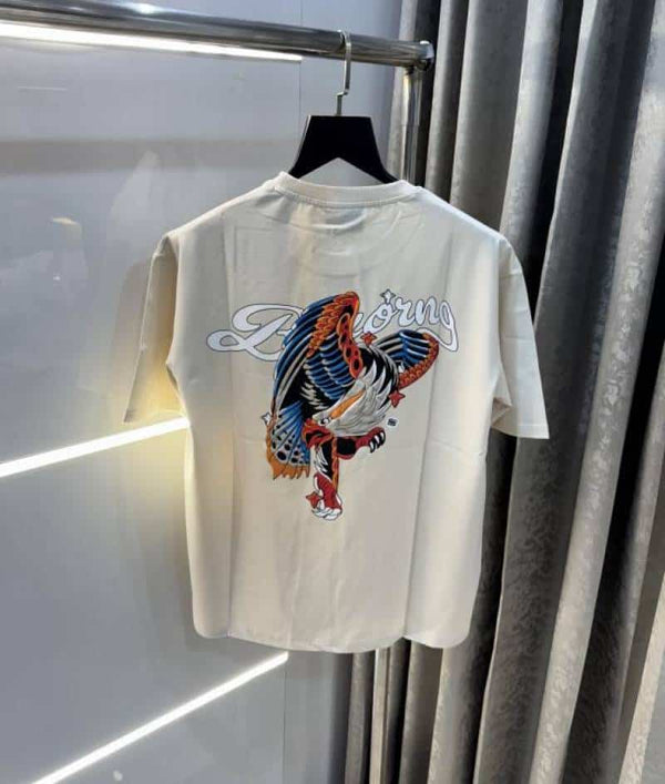 Bluoran g Cream EmBosSed Print Imported Oversized T-Shirt