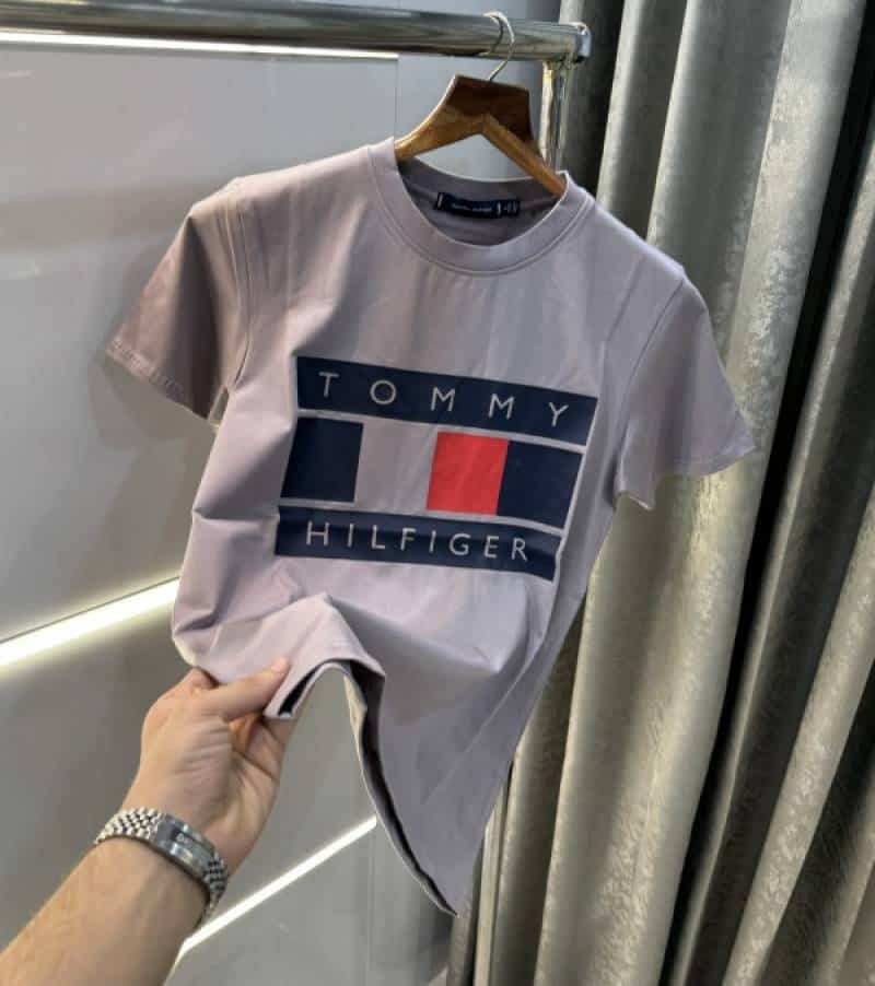 Tommy  Hilfiger Light Grey Logo Print Premium T-shirt
